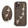 VOLTE-TEL SILICON TPU WITH STRAP ΘΗΚΗ IPHONE 12 PRO 6.1in  FULL CAMERA PROTECTION BROWN WITH WHITE BUTTERFLIES