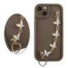 VOLTE-TEL SILICON TPU WITH STRAP ΘΗΚΗ IPHONE 13 6.1in  FULL CAMERA PROTECTION BROWN WITH WHITE BUTTERFLIES