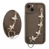 VOLTE-TEL SILICON TPU WITH STRAP ΘΗΚΗ IPHONE 13 6.1in  FULL CAMERA PROTECTION BROWN WITH WHITE BUTTERFLIES
