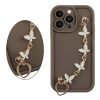 VOLTE-TEL SILICON TPU WITH STRAP ΘΗΚΗ IPHONE 13 PRO 6.1in  FULL CAMERA PROTECTION BROWN WITH WHITE BUTTERFLIES