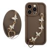VOLTE-TEL SILICON TPU WITH STRAP ΘΗΚΗ IPHONE 14 PRO 6.1in  FULL CAMERA PROTECTION BROWN WITH WHITE BUTTERFLIES