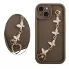 VOLTE-TEL SILICON TPU WITH STRAP ΘΗΚΗ IPHONE 15 6.1in  FULL CAMERA PROTECTION BROWN WITH WHITE BUTTERFLIES