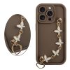 VOLTE-TEL SILICON TPU WITH STRAP ΘΗΚΗ IPHONE 15 PRO 6.1in  FULL CAMERA PROTECTION BROWN WITH WHITE BUTTERFLIES