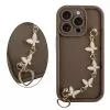 VOLTE-TEL SILICON TPU WITH STRAP ΘΗΚΗ IPHONE 15 PRO 6.1in  FULL CAMERA PROTECTION BROWN WITH WHITE BUTTERFLIES