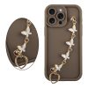 VOLTE-TEL SILICON TPU WITH STRAP ΘΗΚΗ IPHONE 15 PRO MAX 6.7in  FULL CAMERA PROTECTION BROWN WITH WHITE BUTTERFLIES