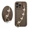 VOLTE-TEL SILICON TPU WITH STRAP ΘΗΚΗ IPHONE 15 PRO MAX 6.7in FULL CAMERA PROTECTION BROWN WITH WHITE BUTTERFLIES