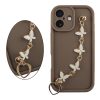 VOLTE-TEL SILICON TPU WITH STRAP ΘΗΚΗ IPHONE 16 6.1in  FULL CAMERA PROTECTION BROWN WITH WHITE BUTTERFLIES
