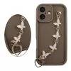 VOLTE-TEL SILICON TPU WITH STRAP ΘΗΚΗ IPHONE 16 6.1in FULL CAMERA PROTECTION BROWN WITH WHITE BUTTERFLIES