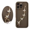 VOLTE-TEL SILICON TPU WITH STRAP ΘΗΚΗ IPHONE 16 PRO 6.3in  FULL CAMERA PROTECTION BROWN WITH WHITE BUTTERFLIES
