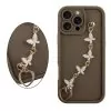 VOLTE-TEL SILICON TPU WITH STRAP ΘΗΚΗ IPHONE 16 PRO MAX 6.9in  FULL CAMERA PROTECTION BROWN WITH WHITE BUTTERFLIES