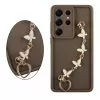 VOLTE-TEL SILICON TPU WITH STRAP ΘΗΚΗ SAMSUNG S25 ULTRA 5G S938 6.9in FULL CAMERA PROTECTION BROWN WITH WHITE BUTTERFLIES