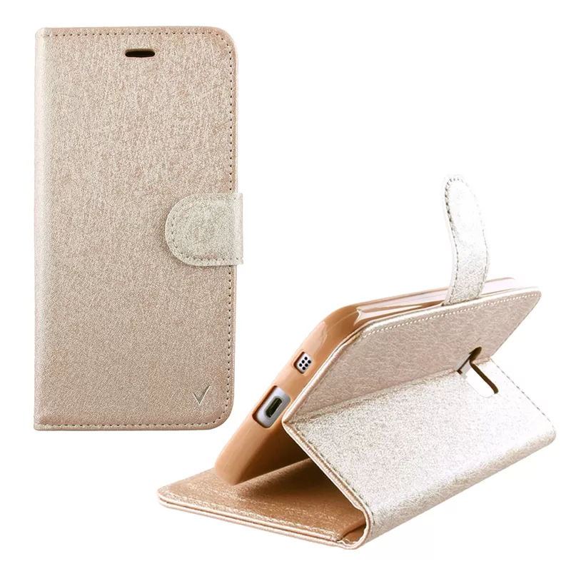 VOLTE-TEL ΘΗΚΗ SAMSUNG A7 A710 2016 LEATHER GOLD-TPU BOOK STAND