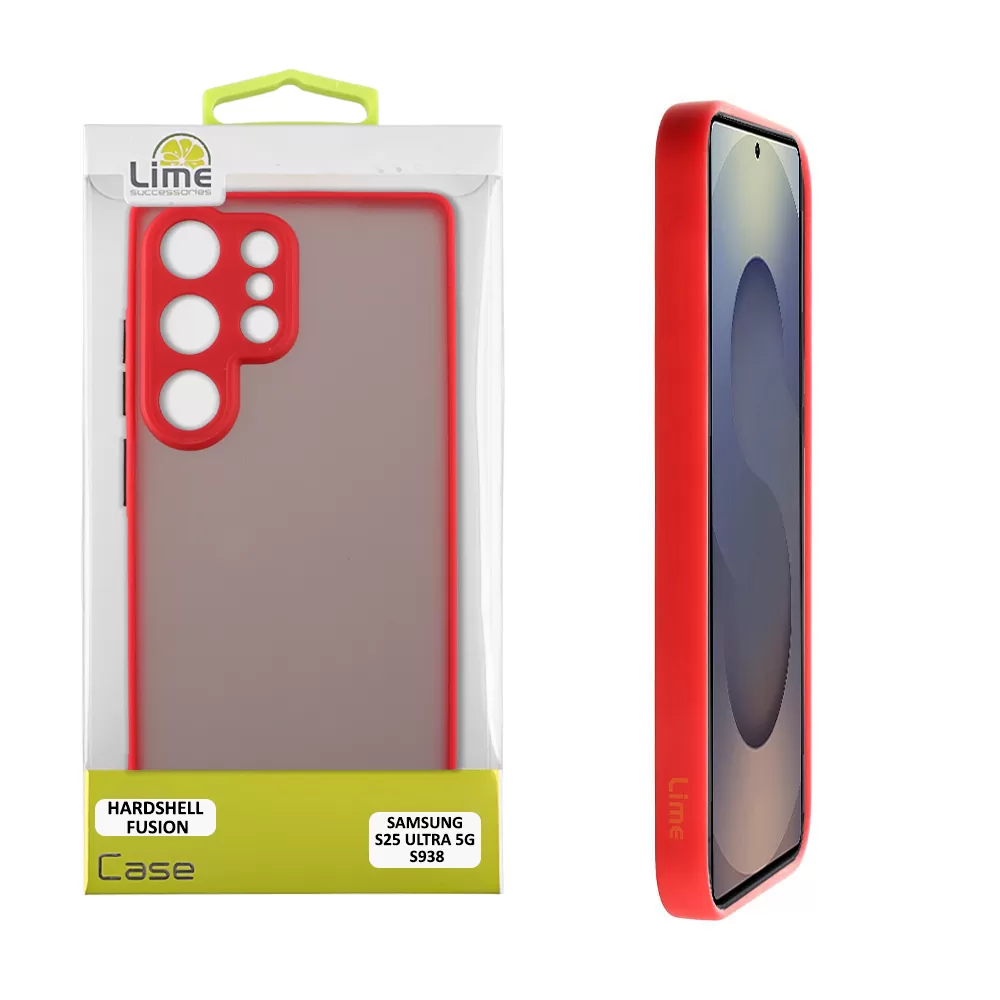 LIME HARDSHELL FUSION ΘΗΚΗ SAMSUNG S25 ULTRA 5G S938 6.9in  FULL CAMERA PROTECTION RED WITH BLACK KEYS