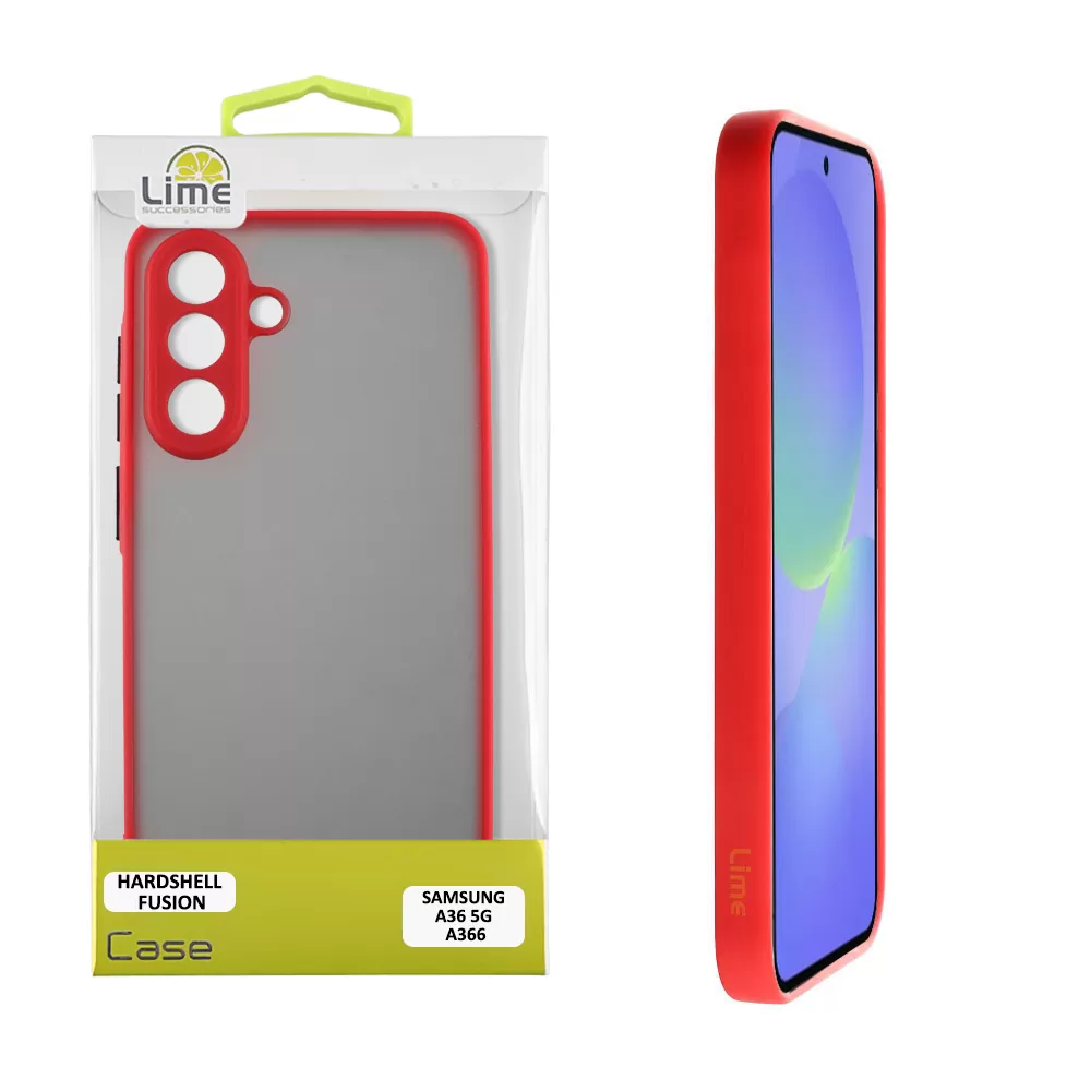 LIME HARDSHELL FUSION ΘΗΚΗ SAMSUNG A36 5G A366 6.7in  FULL CAMERA PROTECTION RED WITH BLACK KEYS