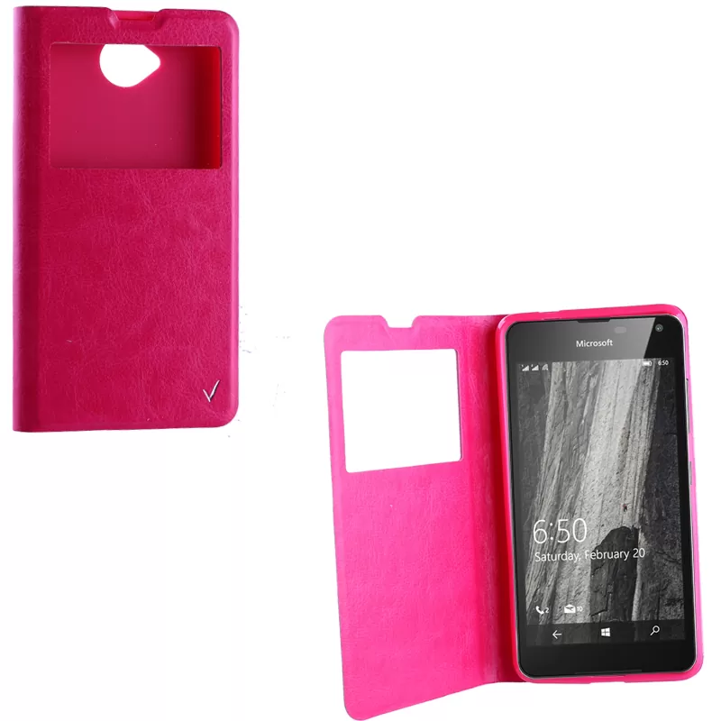 VOLTE-TEL LEATHER-TPU VIEW ΘΗΚΗ MICROSOFT LUMIA 650 5.0in BOOK STAND PINK