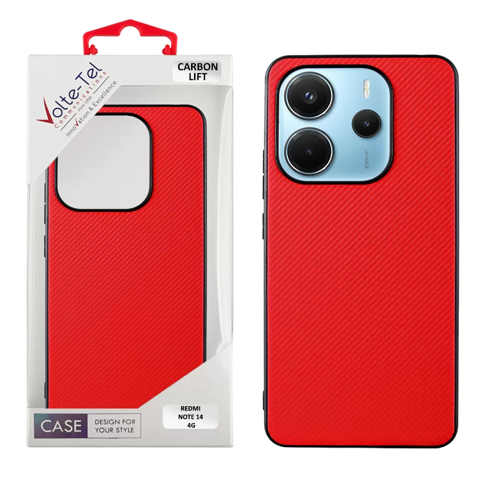 VOLTE-TEL CARBON LIFT ΘΗΚΗ XIAOMI REDMI NOTE 14 4G 6.67in  CAMERA GUARD RED