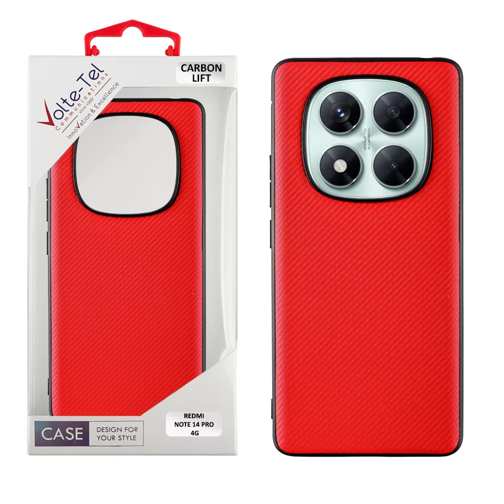 VOLTE-TEL CARBON LIFT ΘΗΚΗ XIAOMI REDMI NOTE 14 PRO 4G 6.67in  CAMERA GUARD RED