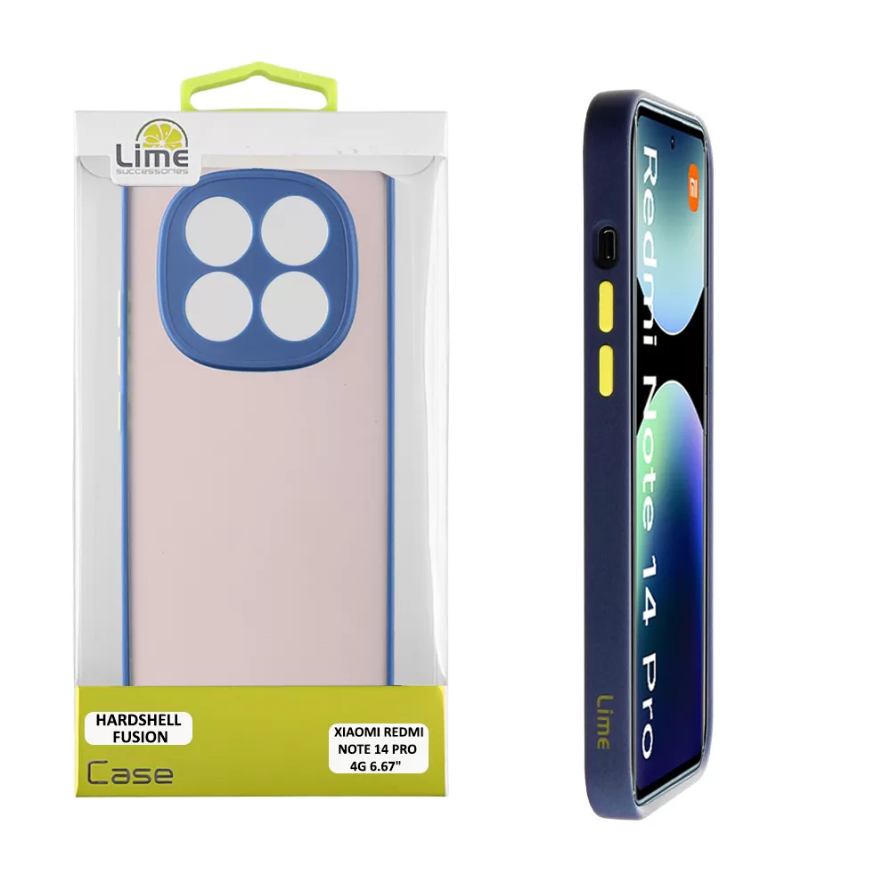 LIME HARDSHELL FUSION ΘΗΚΗ XIAOMI REDMI NOTE 14 PRO 4G 6.67in  FULL CAMERA PROTECTION BLUE WITH YELLOW KEYS