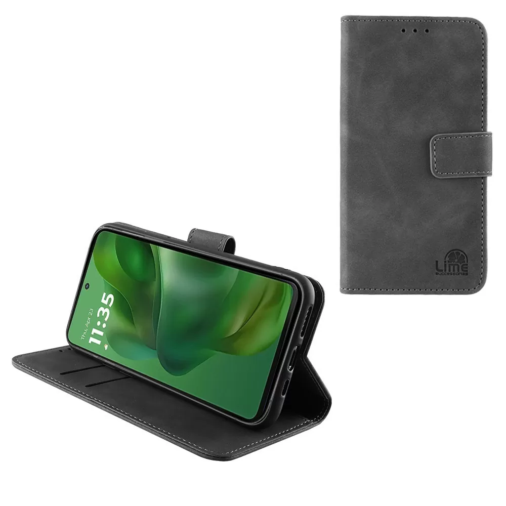 LIME ESSENTIAL ΘΗΚΗ MOTOROLA MOTO G 5G (2025) 6.7in  MAGNET BOOK STAND CLIP GREY
