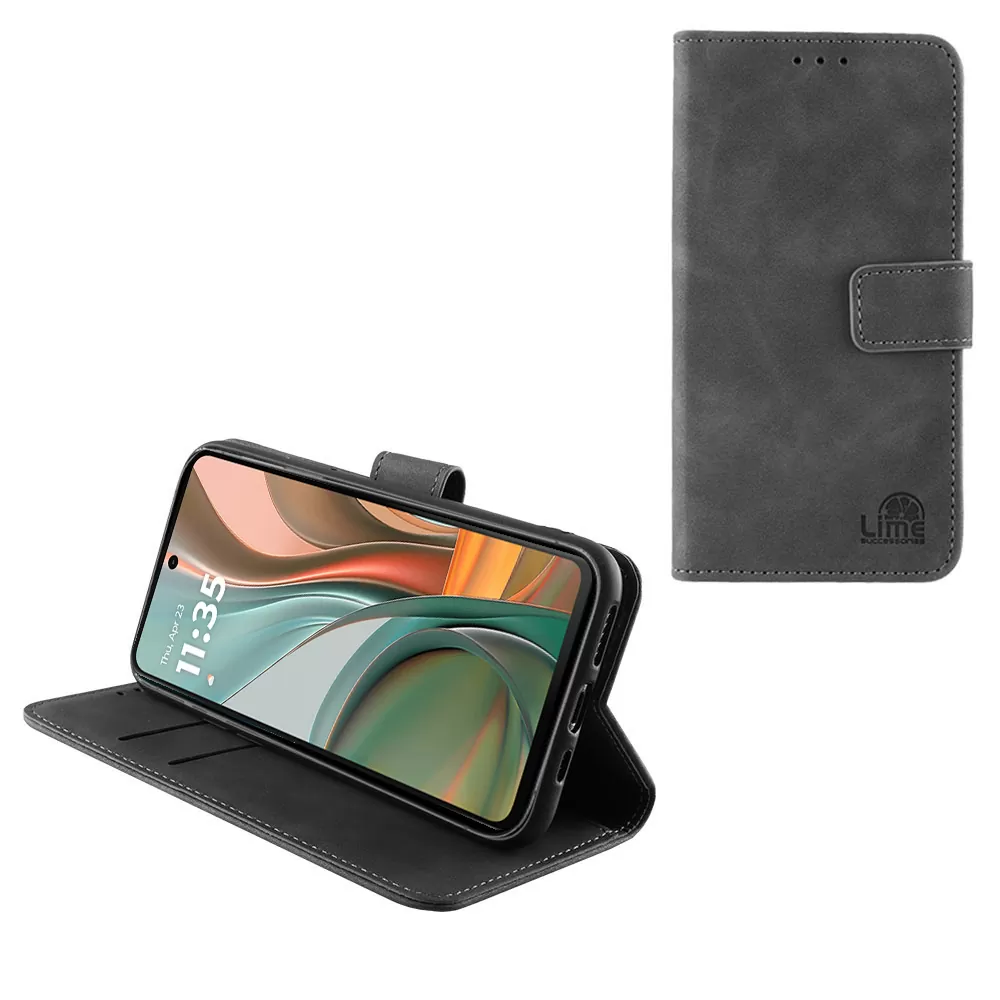 LIME ESSENTIAL ΘΗΚΗ MOTOROLA MOTO G75 6.78in  MAGNET BOOK STAND CLIP GREY
