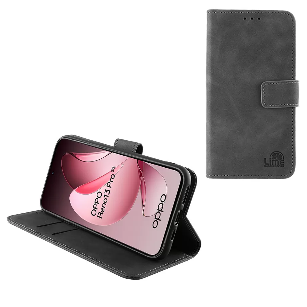 LIME ESSENTIAL ΘΗΚΗ OPPO RENO13 PRO 5G 6.83in  MAGNET BOOK STAND CLIP GREY