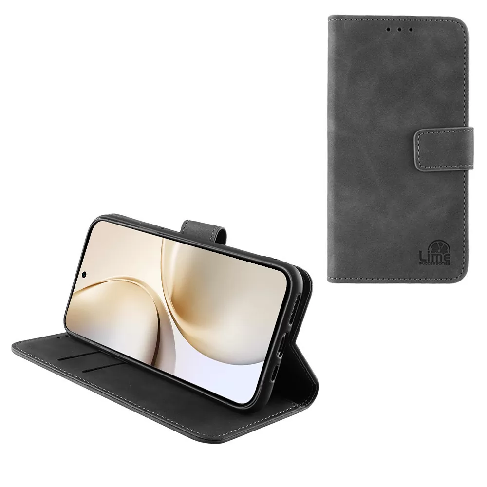 LIME ESSENTIAL ΘΗΚΗ REALME 14 PRO PLUS 5G 6.83in  MAGNET BOOK STAND CLIP GREY