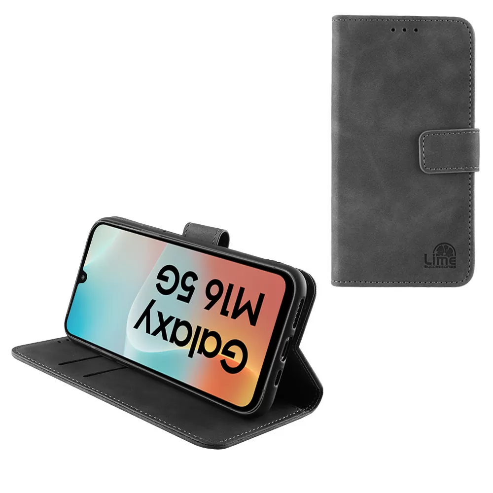 LIME ESSENTIAL ΘΗΚΗ SAMSUNG M16 5G M166 6.7in  MAGNET BOOK STAND CLIP GREY
