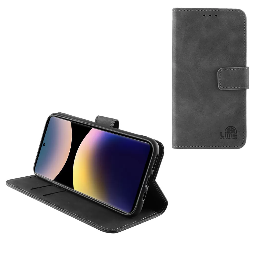 LIME ESSENTIAL ΘΗΚΗ XIAOMI REDMI NOTE 14 PRO 4G 6.67in  MAGNET BOOK STAND CLIP GREY