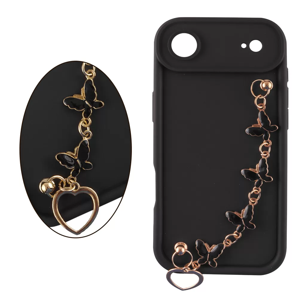 VOLTE-TEL SILICON TPU WITH STRAP ΘΗΚΗ IPHONE 17 AIR 6.5in  FULL CAMERA PROTECTION BLACK WITH BLACK BUTTERFLIES
