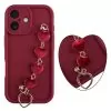 VOLTE-TEL SILICON TPU WITH STRAP ΘΗΚΗ IPHONE 17 6.3in  FULL CAMERA PROTECTION BURGUNDY WITH RED HEARTS
