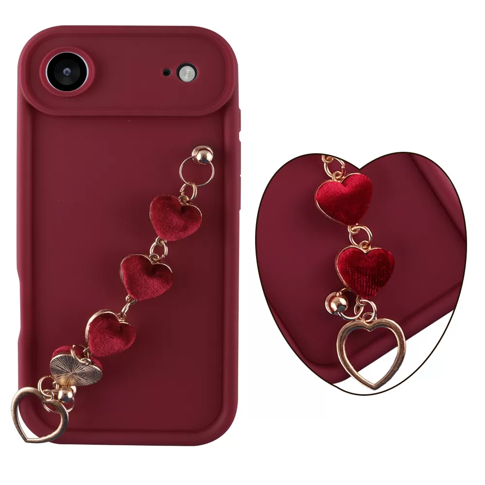 VOLTE-TEL SILICON TPU WITH STRAP ΘΗΚΗ IPHONE 17 AIR 6.5in  FULL CAMERA PROTECTION BURGUNDY WITH RED HEARTS