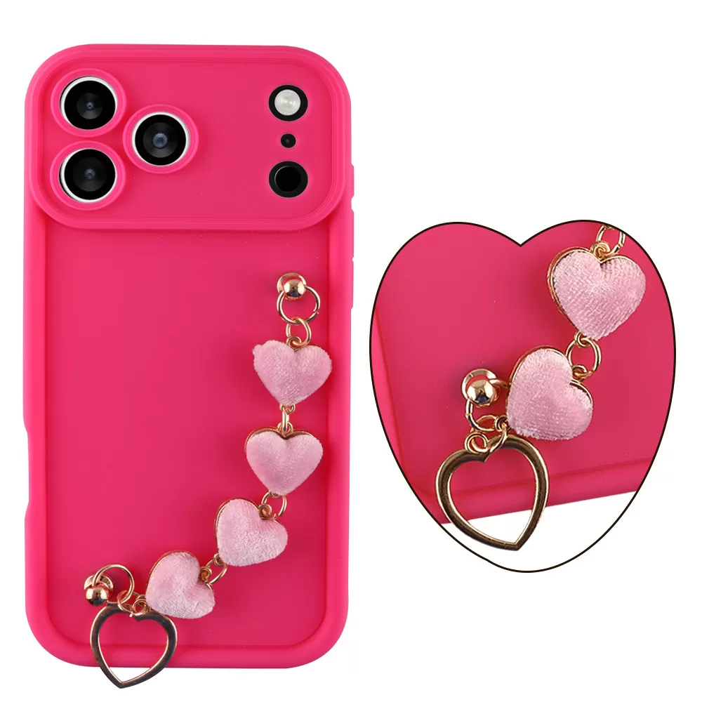 VOLTE-TEL SILICON TPU WITH STRAP ΘΗΚΗ IPHONE 17 PRO MAX 6.9in  FULL CAMERA PROTECTION PINK WITH PINK HEARTS