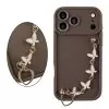 VOLTE-TEL SILICON TPU WITH STRAP ΘΗΚΗ IPHONE 17 PRO MAX 6.9in  FULL CAMERA PROTECTION BROWN WITH WHITE BUTTERFLIES