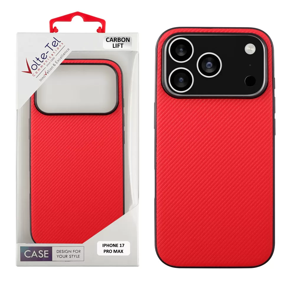 VOLTE-TEL CARBON LIFT ΘΗΚΗ IPHONE 17 PRO MAX 6.9in  CAMERA GUARD PROTECTION RED