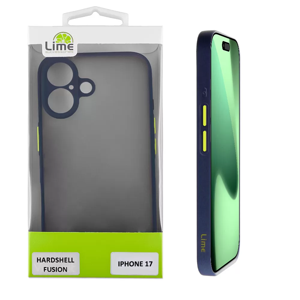 LIME HARDSHELL FUSION ΘΗΚΗ IPHONE 17 6.3in  FULL CAMERA PROTECTION BLUE WITH YELLOW KEYS
