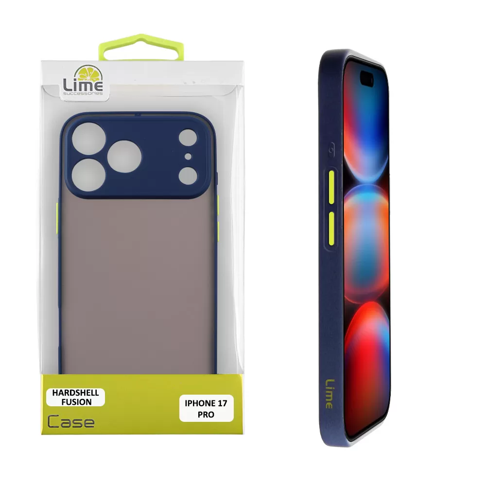 LIME HARDSHELL FUSION ΘΗΚΗ IPHONE 17 PRO 6.3in  FULL CAMERA PROTECTION BLUE WITH YELLOW KEYS