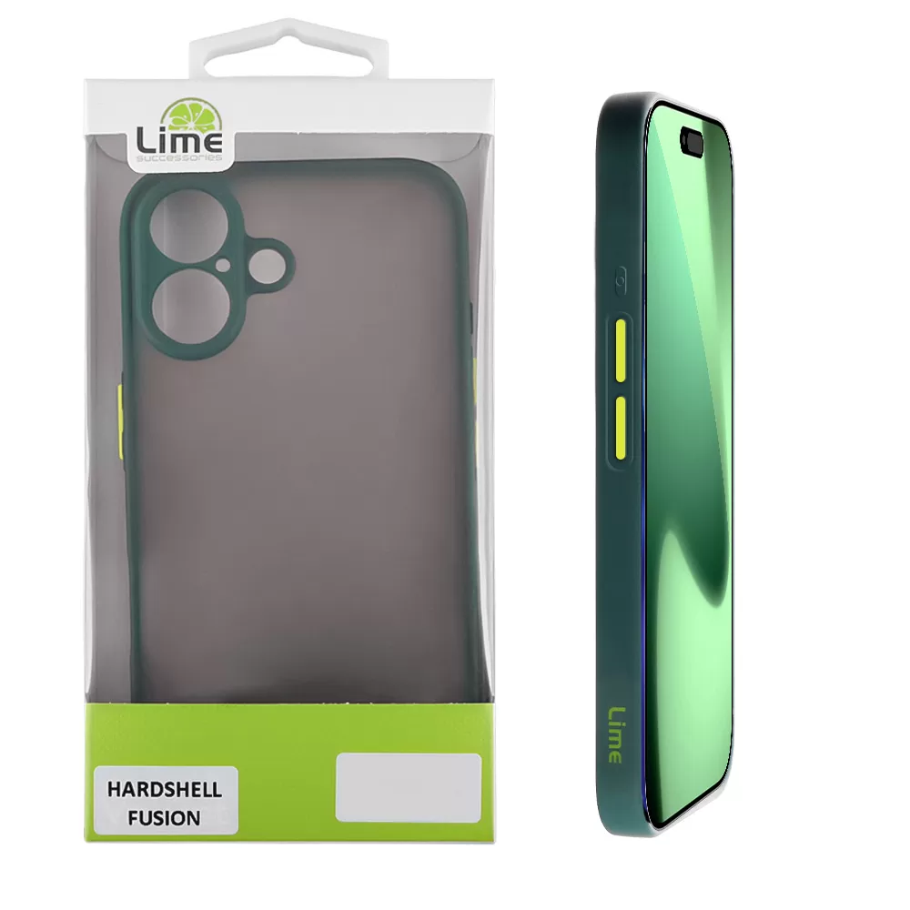LIME HARDSHELL FUSION ΘΗΚΗ IPHONE 17 6.3in  FULL CAMERA PROTECTION GREEN WITH YELLOW KEYS