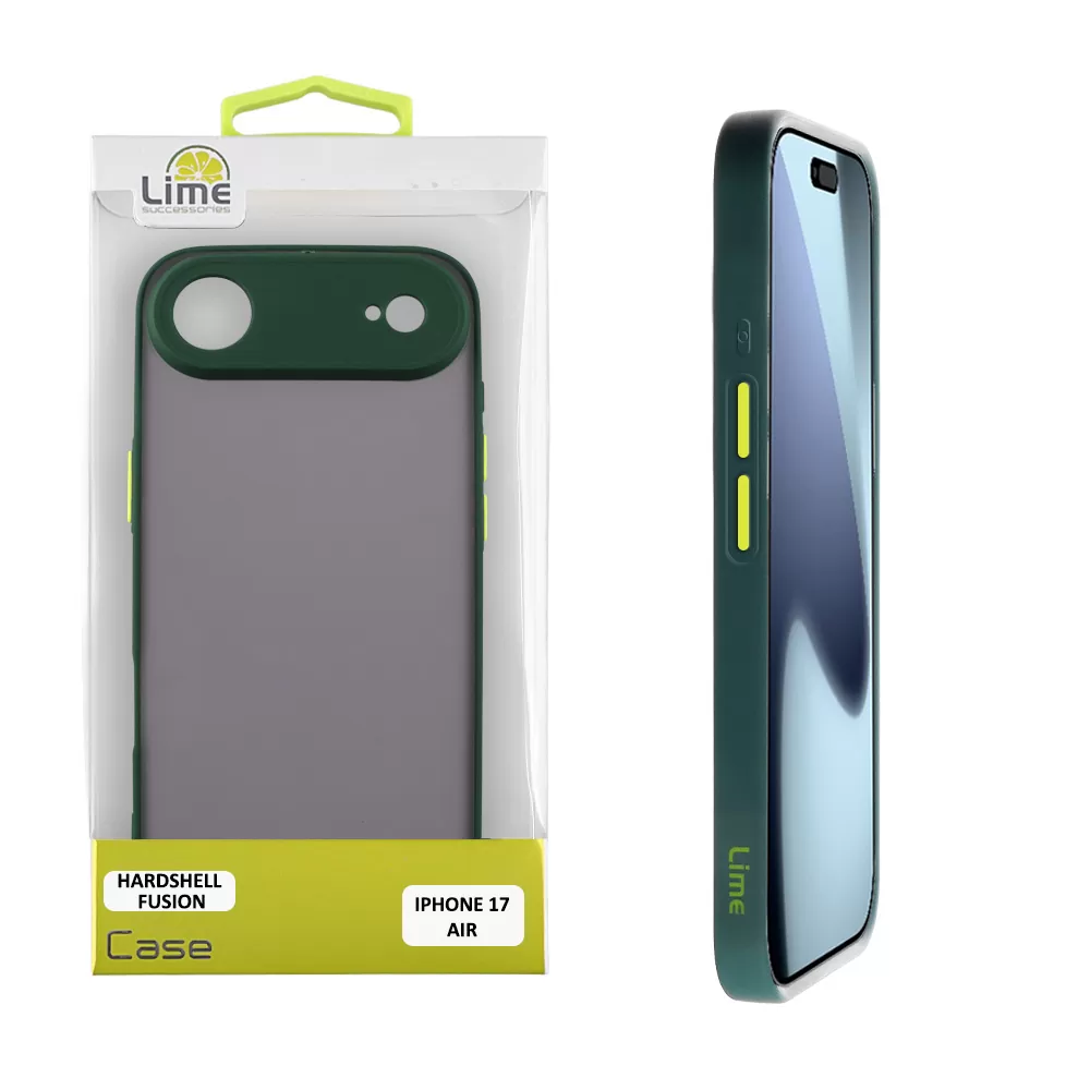 LIME HARDSHELL FUSION ΘΗΚΗ IPHONE 17 AIR 6.5in  FULL CAMERA PROTECTION GREEN WITH YELLOW KEYS