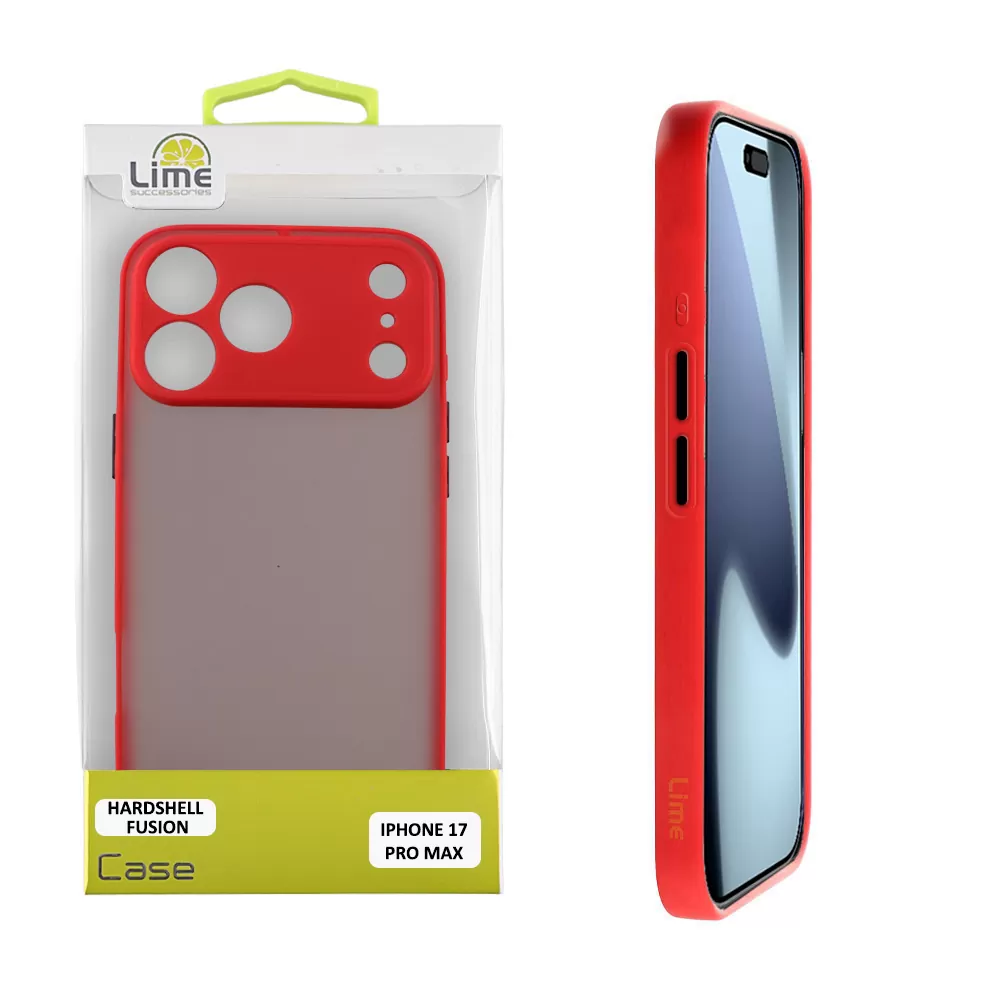 LIME HARDSHELL FUSION ΘΗΚΗ IPHONE 17 PRO MAX 6.9in  FULL CAMERA PROTECTION RED WITH BLACK KEYS