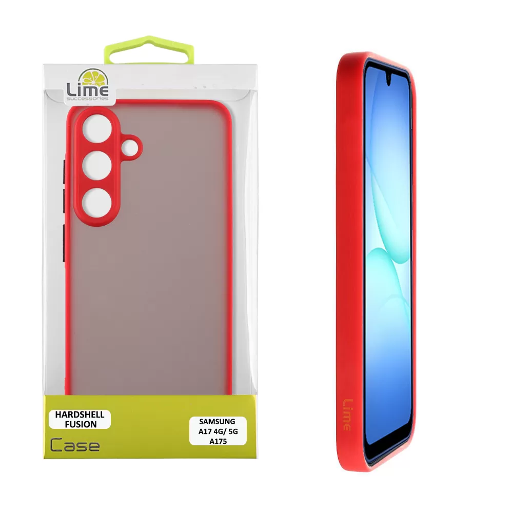 LIME HARDSHELL FUSION ΘΗΚΗ SAMSUNG A17 4G A175/A17 5G A176/M17 5G M176 6.7in  FULL CAMERA PROTECTION RED WITH BLACK KEYS