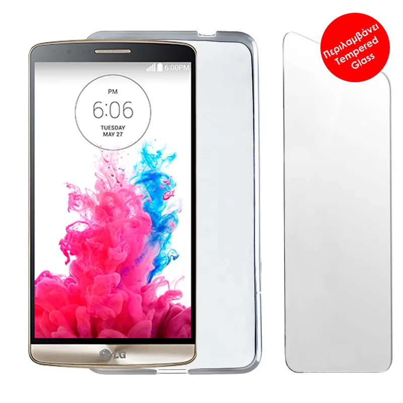 VOLTE-TEL COMBO LG G3S/G3 MINI D722 5.0" TEMPERED 0.30 + ΘΗΚΗ SLIMCOLOR WHITE