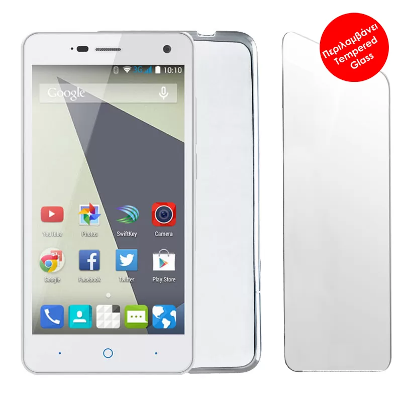 VOLTE-TEL COMBO ZTE BLADE L3 5.0" TEMPERED 0.30 + ΘΗΚΗ SLIMCOLOR WHITE