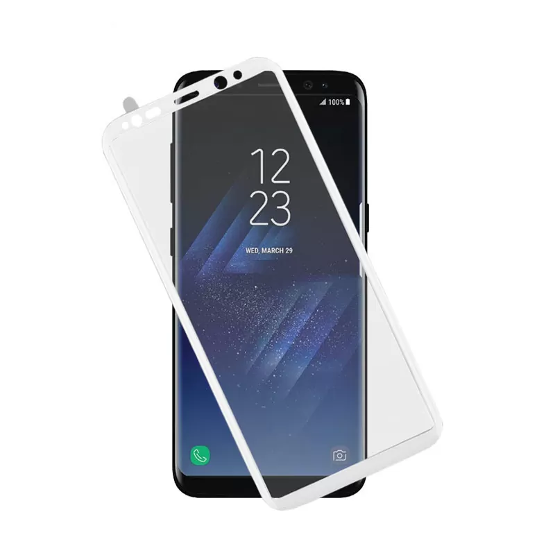 IDOL 1991 TEMPERED GLASS SAMSUNG S8 G950 5.8in 9H 0.30mm 3D CURVED FULL COVER WHITE