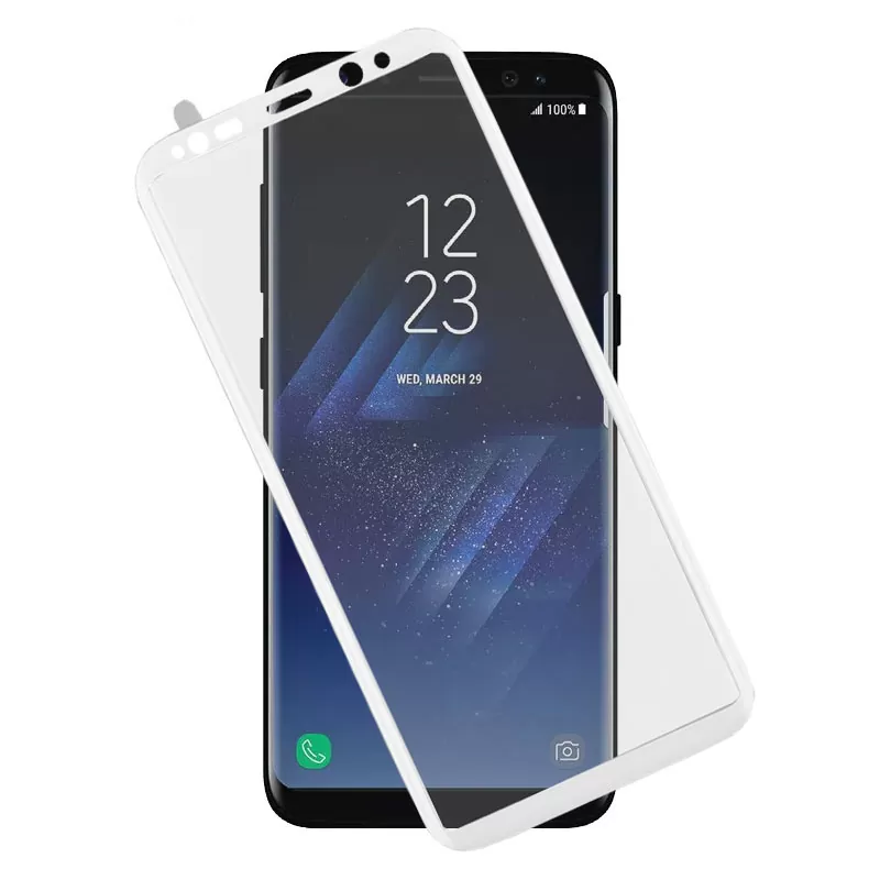 IDOL 1991 TEMPERED GLASS SAMSUNG S8+ G955 6.2in9H 0.30mm 3D CURVED FULL COVER WHITE