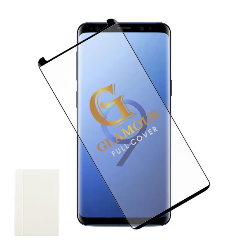 IDOL 1991 GLAMOUR TEMPERED GLASS SAMSUNG S9+ G965 6.2in 9H 0.30mm FULL COVER 3D FULL GLUE BLACK + SQUEEZY CARD