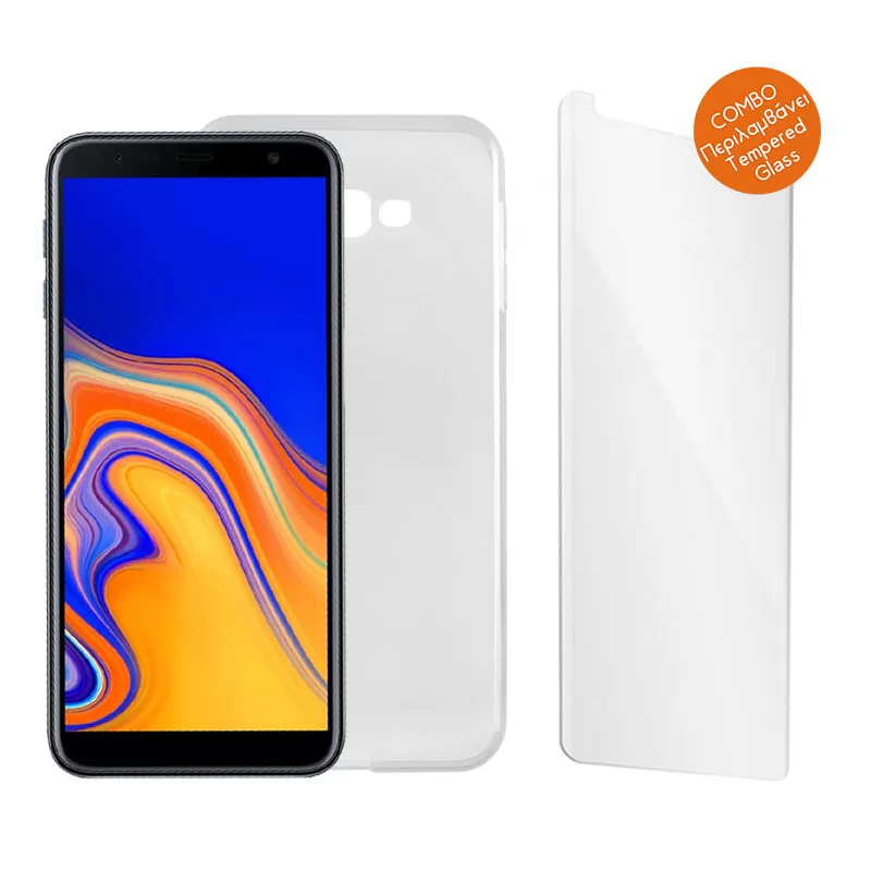 IDOL 1991 COMBO SAMSUNG J4 PLUS J415 6.0" TEMPERED 0.30mm  + ΘΗΚΗ  AIR SLIM WHITE