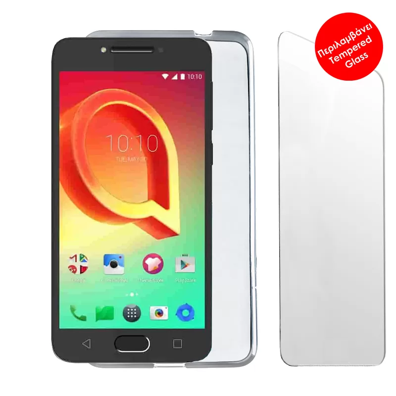 VOLTE-TEL COMBO ALCATEL A5 LED 5.2" TEMPERED 0.30 + ΘΗΚΗ SLIMCOLOR WHITE