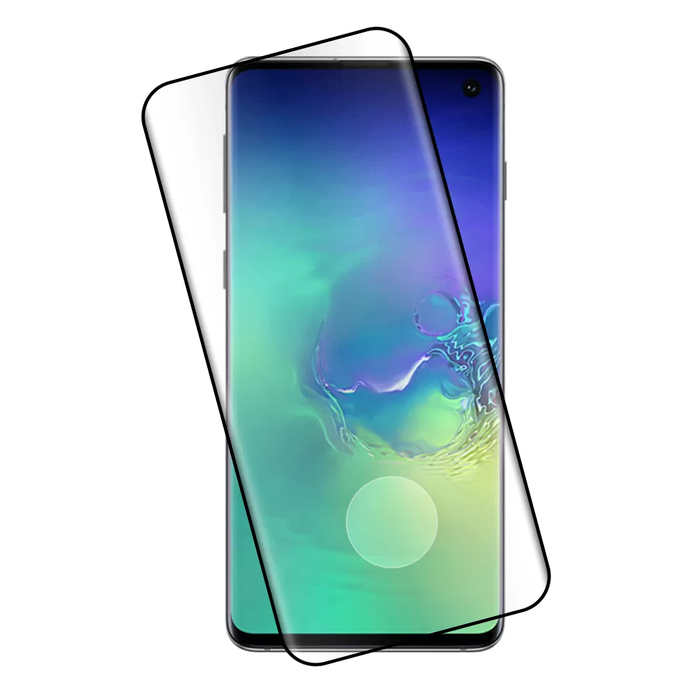 IDOL 1991 GLAMOUR TEMPERED GLASS SAMSUNG S10 G973 6.1in 9H 0.30mm FULL COVER 3D EDGE FINGER UNLOCK BLACK