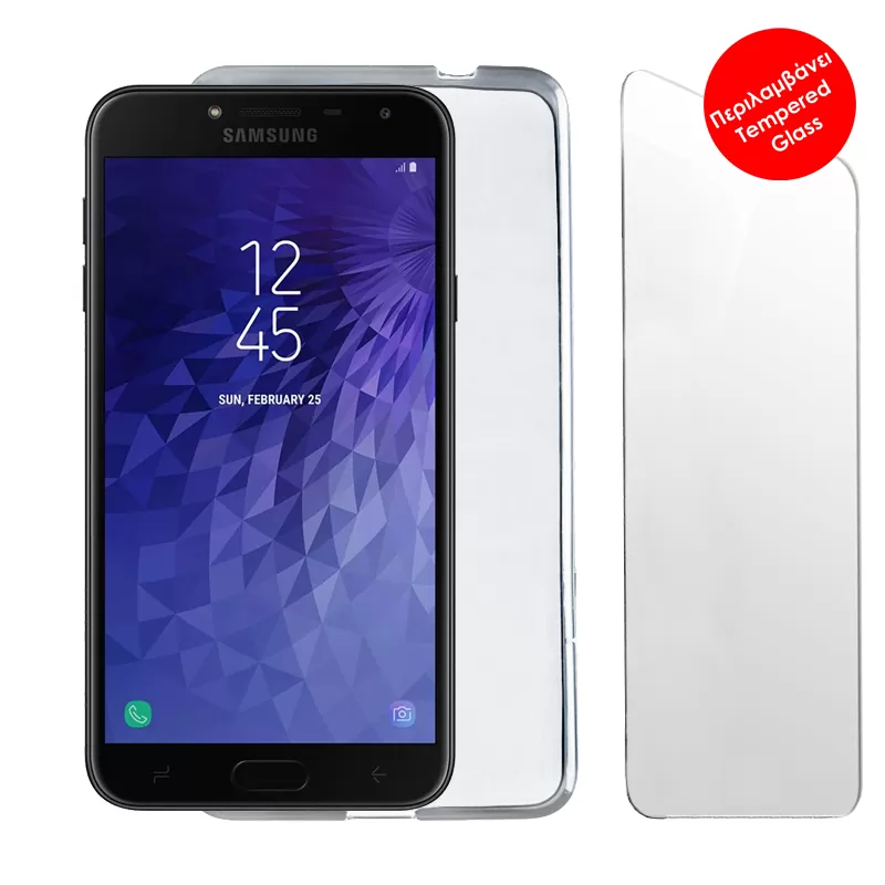 VOLTE-TEL COMBO SAMSUNG J4 J400 5.5" TEMPERED 0.30 + ΘΗΚΗ SLIMCOLOR AIR WHITE