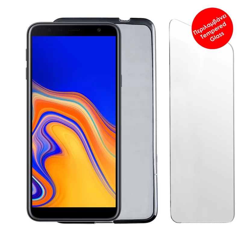 VOLTE-TEL COMBO SAMSUNG J4 PLUS J415 6.0" TEMPERED 0.30 + ΘΗΚΗ SLIMCOLOR GREY